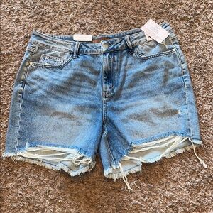 Judy Blue Distressed high waist Light Blue Jean Shorts size 2XL NWT
